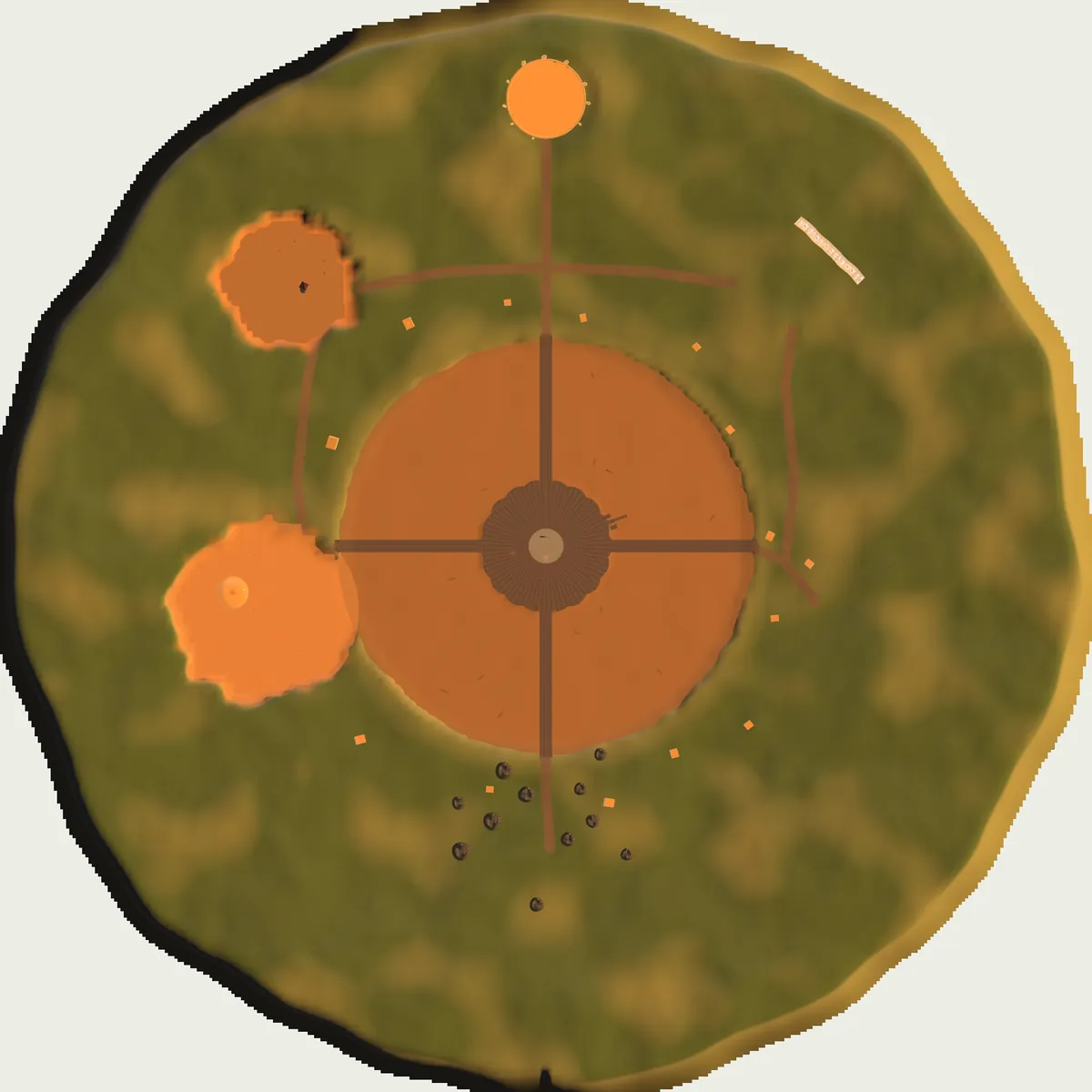 Map of Ambermere seen from above, north at the top