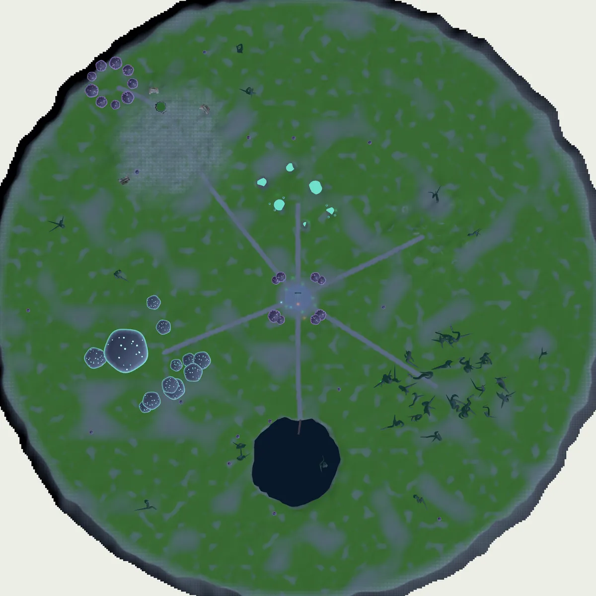 Map of Glimmerdeep seen from above, north at the top